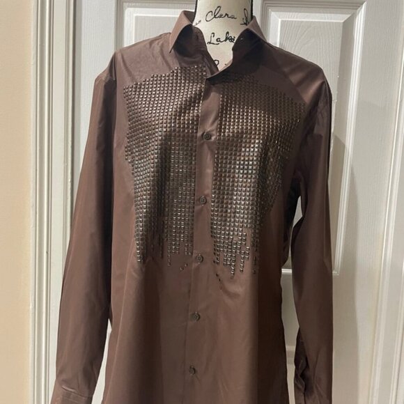 RAFAEL AMAYA SHIRT BUTTON DOWN BY RANGERS LEGEND XL CHOCOLATE STUDDED WESTERN - Picture 2 of 15